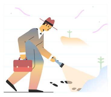 Detective with flashlight following the trail PNG, SVG