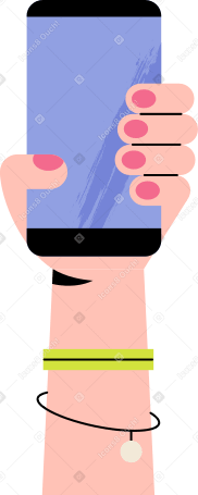 female hand holding mobile phone with blank blue screen PNG, SVG