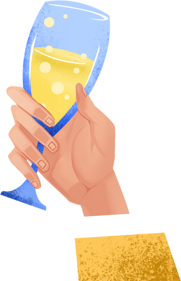 hand holding a glass of champagne PNG, SVG