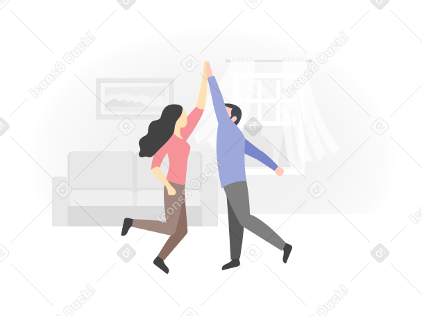 Homme et femme se donnant un high five PNG, SVG