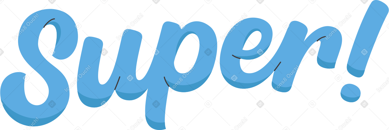 lettering blue super! Illustration in PNG, SVG