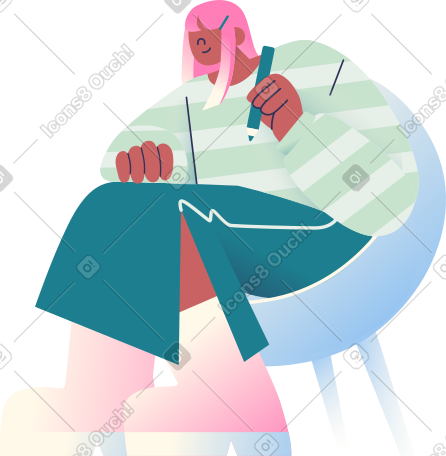 坐在椅子上的年轻女子 PNG, SVG