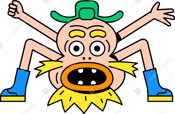 screaming character in a cap with earflaps Illustration in PNG, SVG