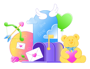 Valentine's Day mailbox and a teddy bear PNG, SVG