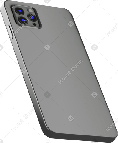 3D rear view of grey phone Illustration in PNG, SVG