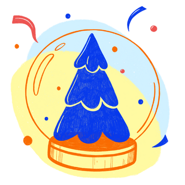 Árbol de navidad en una bola de cristal con confeti PNG, SVG
