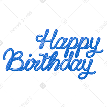 3D Joyeux anniversaire bleu PNG, SVG