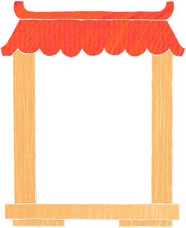 wooden chinese house with a red roof PNG, SVG