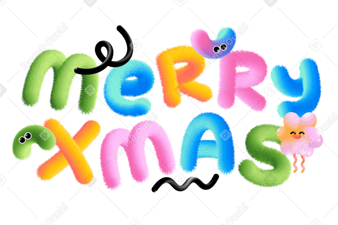 Lettering merry xmas con testo di elementi decorativi PNG, SVG