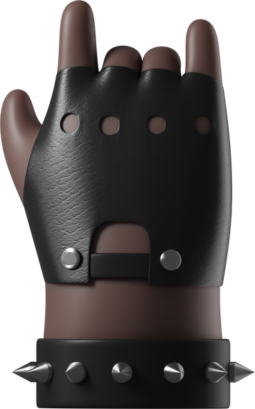 Rocker's hand with leather bracelet showing a rock sign PNG, SVG
