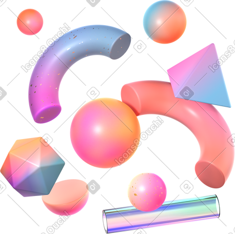 3D 动态环境中的塑料和玻璃形状 PNG, SVG