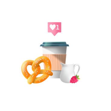 Cup of coffee and pretzel PNG, SVG
