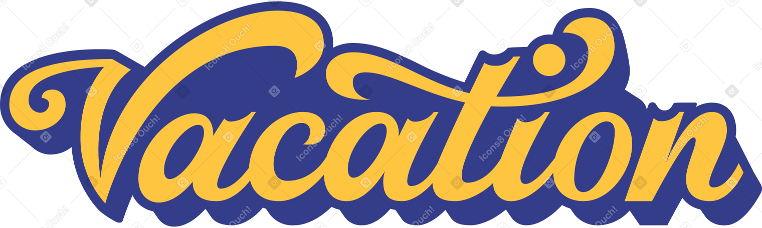 lettering vacation with shadow text PNG, SVG