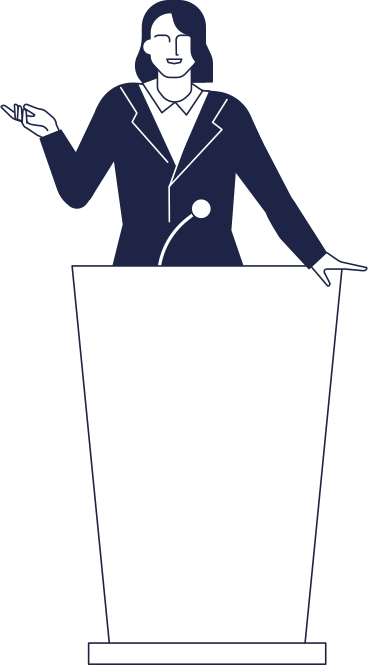female politician behind the podium PNG, SVG