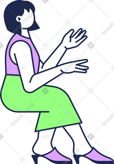 坐着的女人举手 PNG, SVG