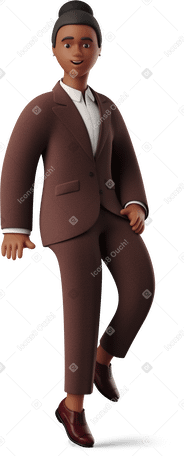 3D side view of sitting black businesswoman PNG, SVG