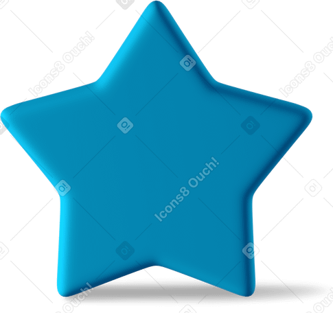 3D blue star standing PNG, SVG