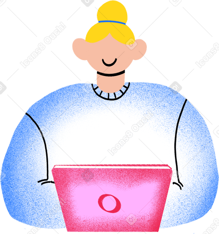 woman torso sitting with a laptop PNG、SVG