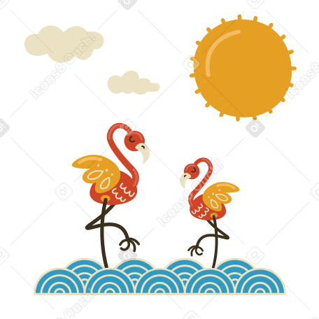 Flamingos standing in the water PNG, SVG