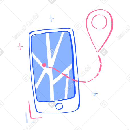 GPS app on a phone Illustration in PNG, SVG