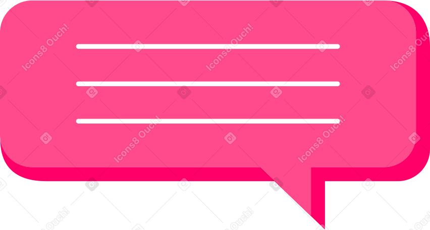 pink speech bubble with three line PNG, SVG