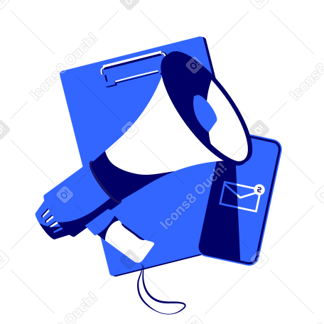 Megaphone and smartphone with mail icon Illustration in PNG, SVG