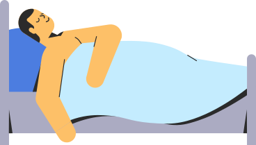 Illustration animée Homme qui dort dans son lit aux formats GIF, Lottie (JSON) et AE