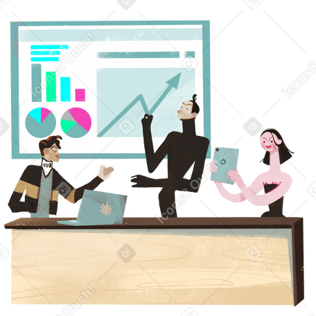 Business meeting of employees in the office Illustration in PNG, SVG