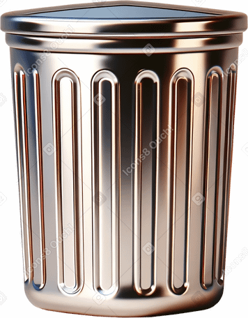 3D silver trash can PNG, SVG