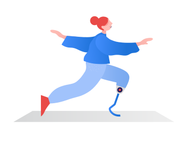 Girl with prosthesis doing yoga PNG, SVG
