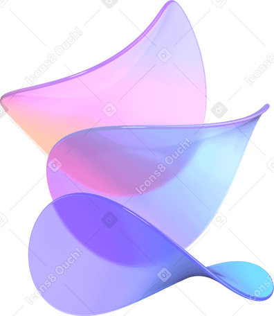 3D three deformed thin lenses of different colors PNG, SVG