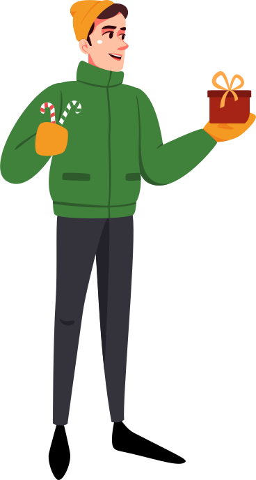 man with gifts PNG, SVG