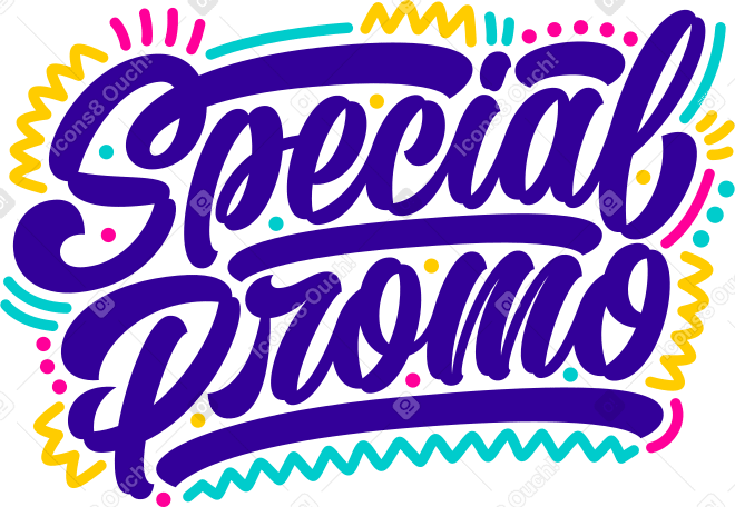lettering special promo with dots and lines Illustration in PNG, SVG