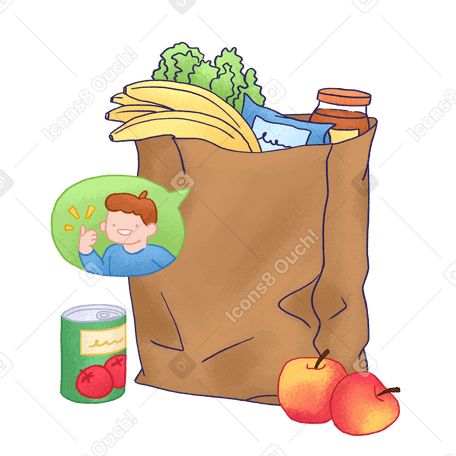 Delivered shopping bag with groceries PNG, SVG