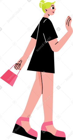 smiling woman in a black dress Illustration in PNG, SVG