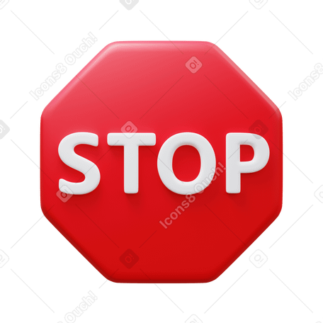 3D stop sign Illustration in PNG, SVG