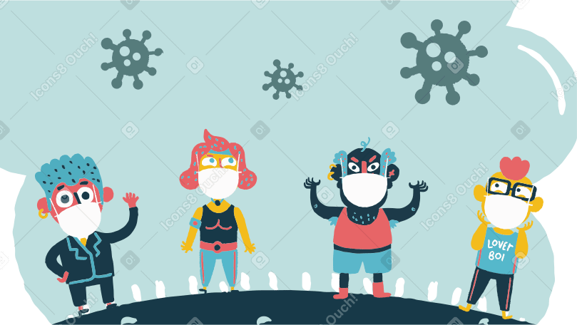 People with masks PNG, SVG