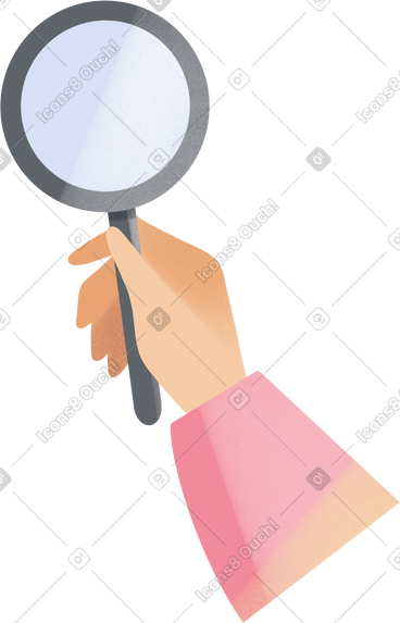 Hand with magnifying glass PNG, SVG