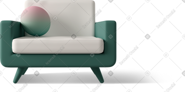 Green armchair with pillow PNG, SVG