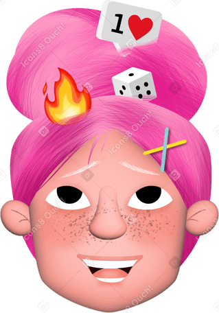 girl with pink hair PNG, SVG