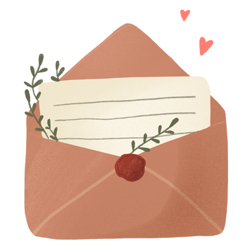 Романтичный открытый конверт с запиской и сердечками в PNG, SVG