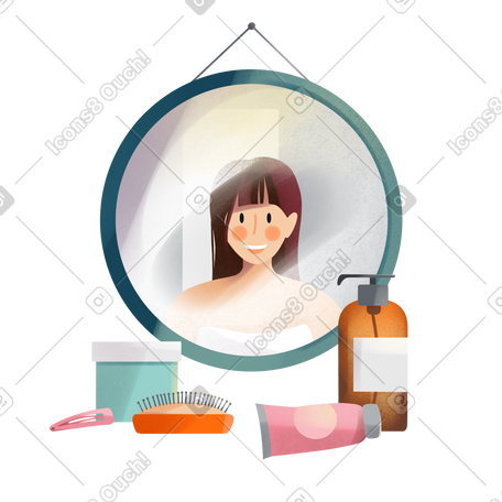 浴室里的年轻女人和化妆品 PNG, SVG