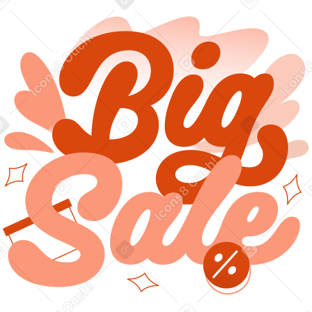 Lettering Big Sale with gift box and percent sign text PNG, SVG