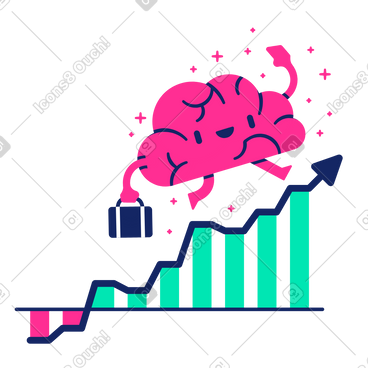 Improving intelligence with brain climbing ladder animated illustration in GIF, Lottie (JSON), AE