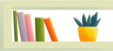 shelf with books and plant PNG, SVG