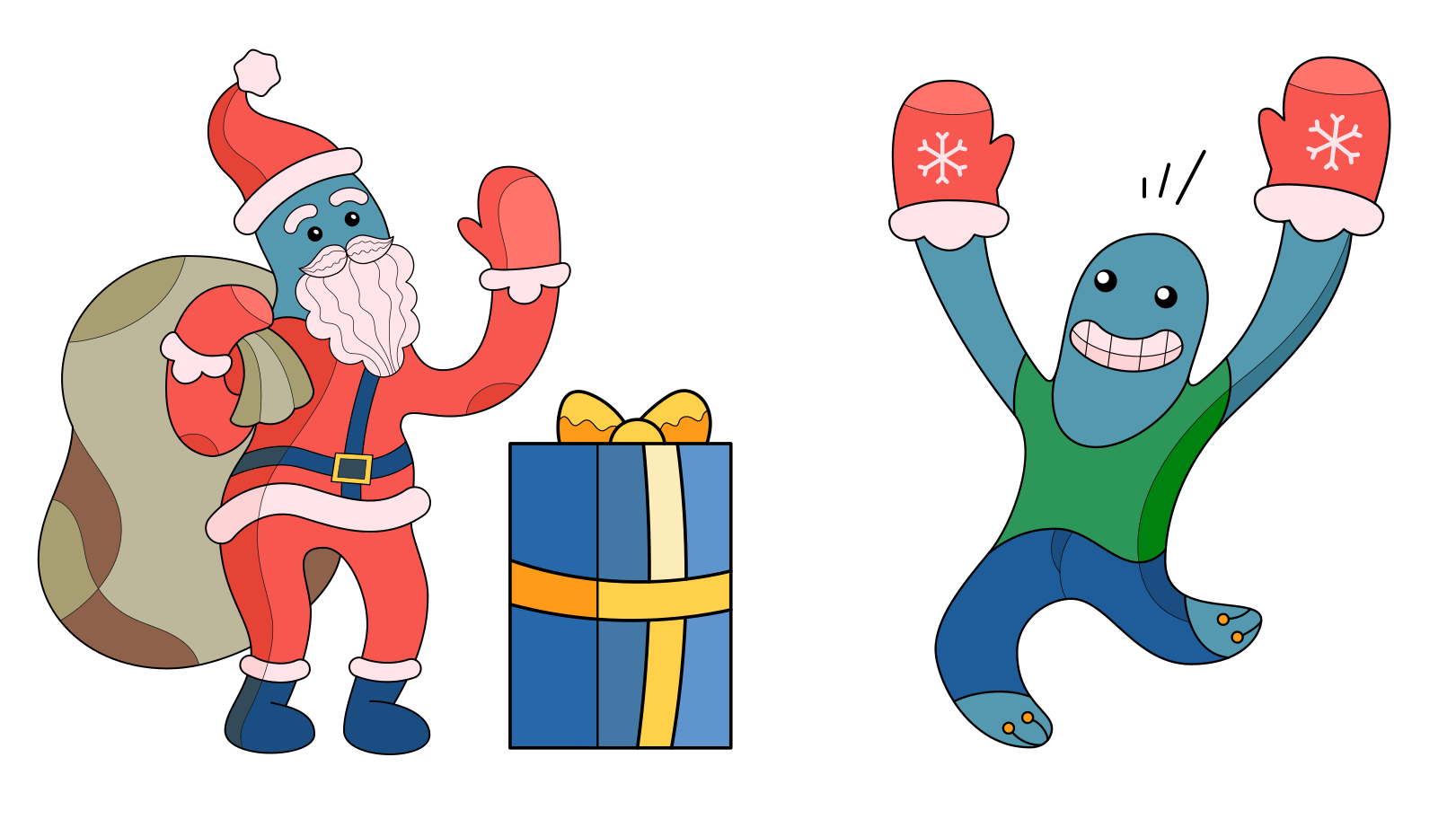 Santa, thanks for the gift! Illustration in PNG, SVG