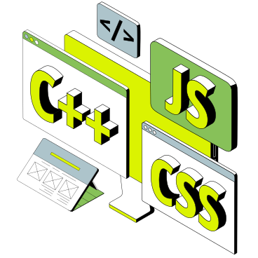 Lettering C++/Java Sript/CSS and laptop with program code text PNG, SVG