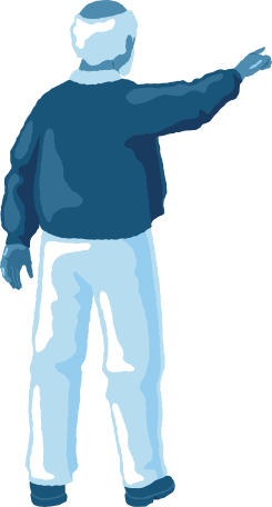 old man pointing back Illustration in PNG, SVG