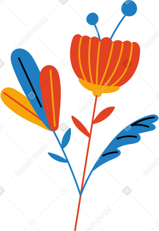 Fleur rouge avec des feuilles PNG, SVG
