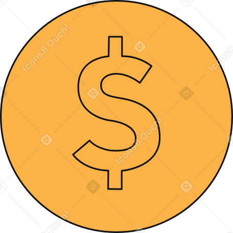big yellow money coin PNG, SVG